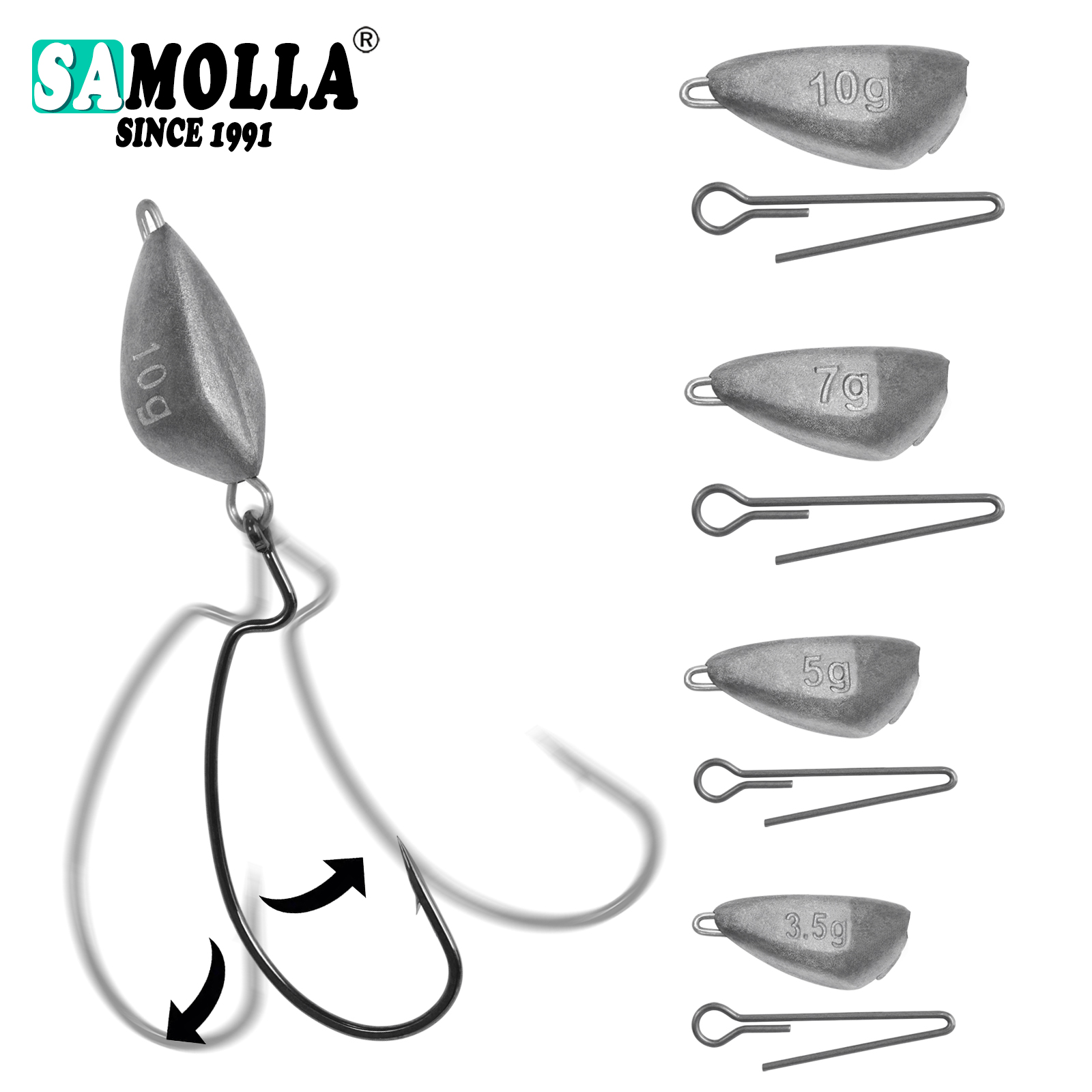 Fishing Hook Jig - SAMOLLA 5 stks Jig Head Visgewicht,
